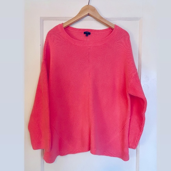 Talbots Mixed Knit Shaker Stitch Pink Cotton Sweater - Picture 2 of 6